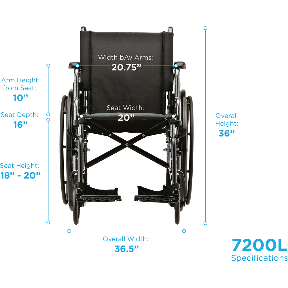 WHEELCHAIR LTWT 20" FDA SA FR SPECS